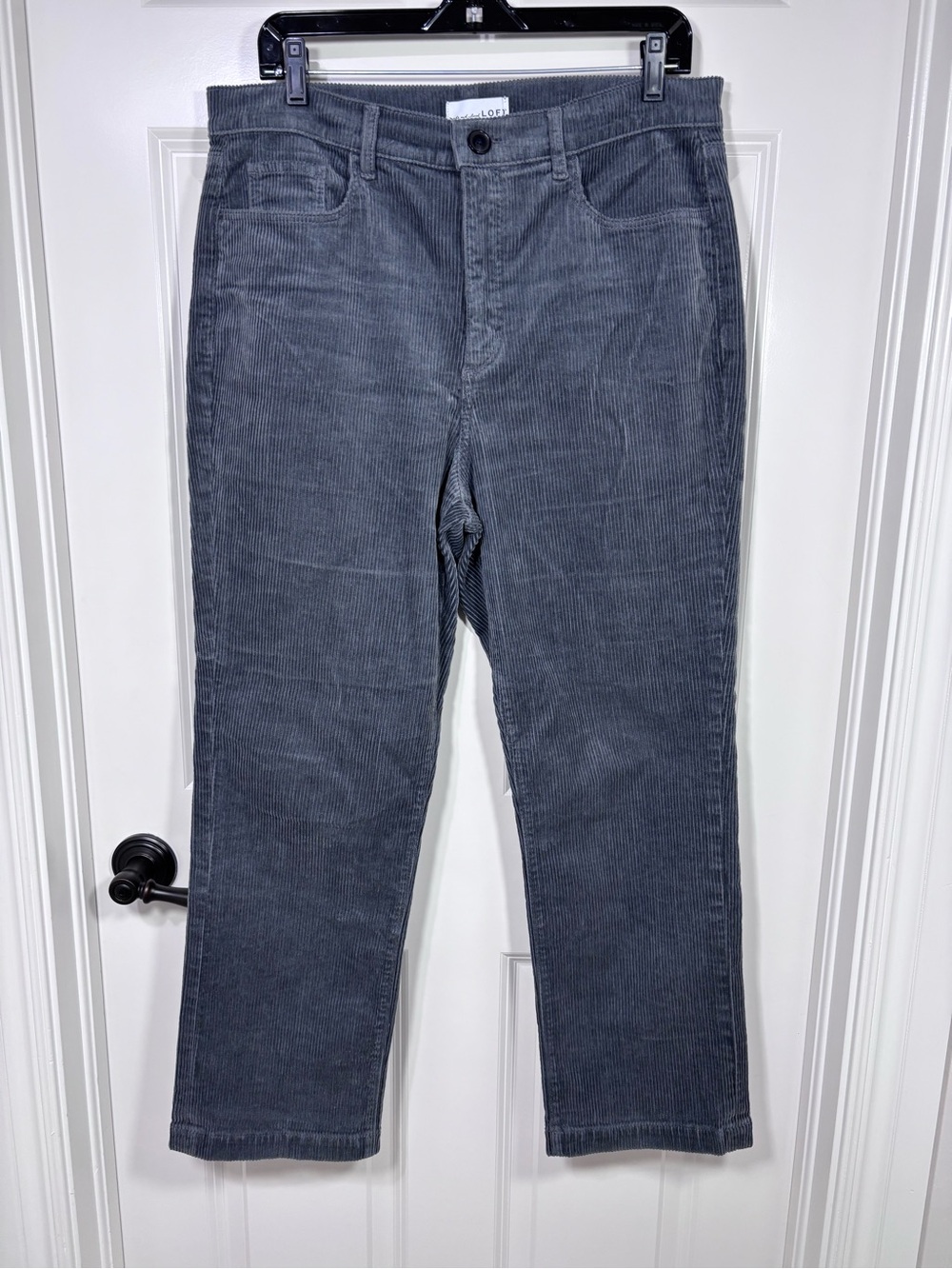 LOFT High Rise Corduroy Ankle Pants Women’s 12 Gray